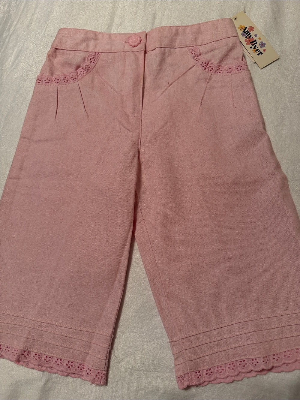 NWT Amy Byer Pink Girls' Linen-Cotton Pants